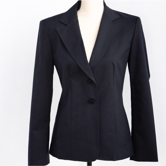 Talbots navy tailored 2 button fitted blazer stretch line in size 4 - Picture 1 of 10